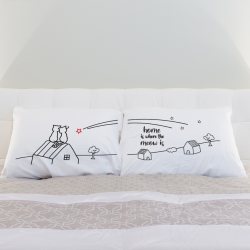 "Home is where the meow is " Set/2 Pillow Case
